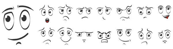 Face expressions emotions hand drawn doodle style. — Stockvektor