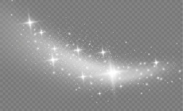 Noël lumière blanche étoile poussière piste scintillant, neige — Image vectorielle