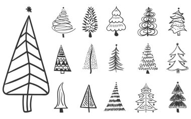 Noel ağacı fırçası el çizimi Yeni Yıl için