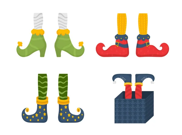 Эльфийские ноги, обувь для эльфов, ноги помощников Санта-Клауса — стоковый вектор
