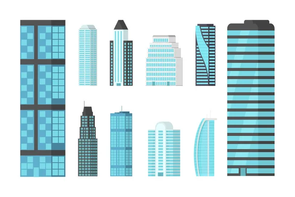 Conjunto de edificios urbanos rascacielos, oficina de negocios — Vector de stock