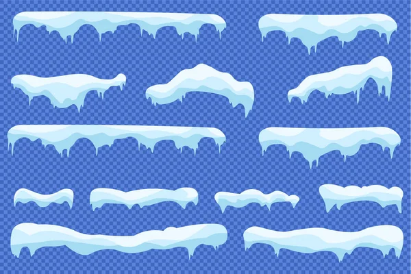 Sneeuwkappen, sneeuwballen, driften, bevroren ijs — Stockvector