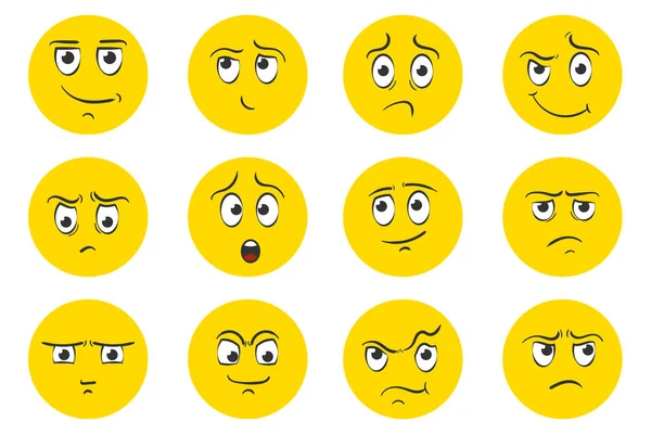 Expressions du visage émotions dessinées à la main style doodle. — Image vectorielle