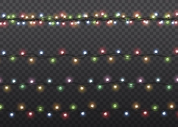 Christmas lights, glow light bulbs, xmas lamp. — 图库矢量图片
