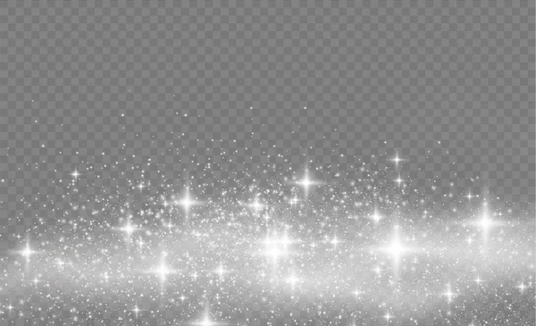 Різдвяний білий світло-зірковий пиловий слід блискучий, сніг — стоковий вектор