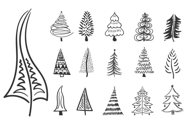 Pinceau arbre de Noël dessiné à la main doodle pour New Yea — Image vectorielle