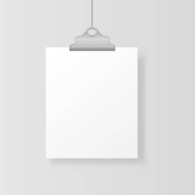 Gerçekçi beyaz poster asılı, fotoğraf seti.