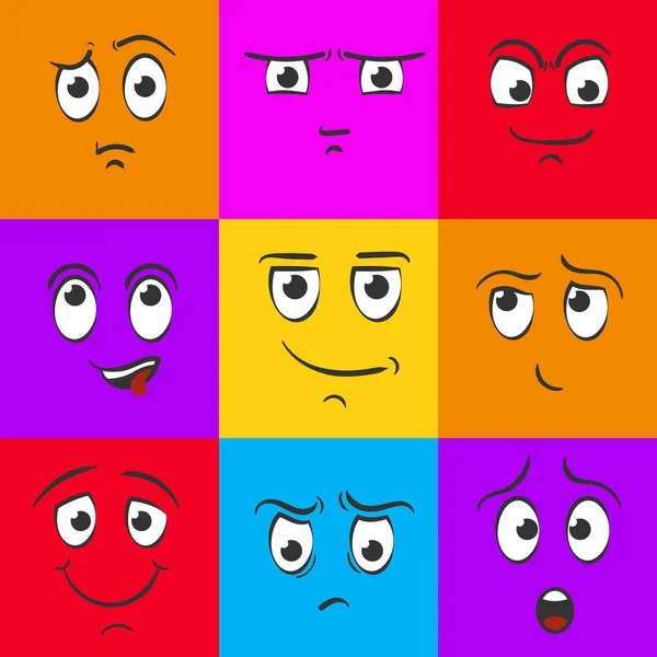 Face expressions emotions hand drawn doodle style. — 图库矢量图片
