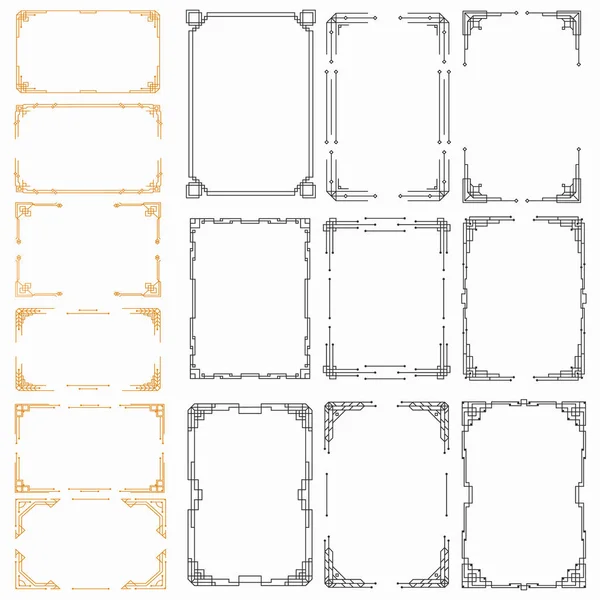 미술 데코 빈티지 틀 과 국경 장식 세트. — 스톡 벡터