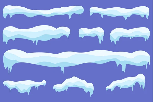 Sneeuwkappen, sneeuwballen, driften, bevroren ijs — Stockvector