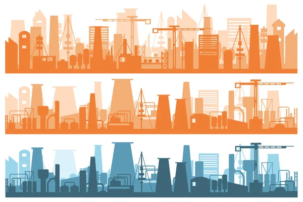 Çizgi film düz sanayi fabrikası ve elektrik santrali.