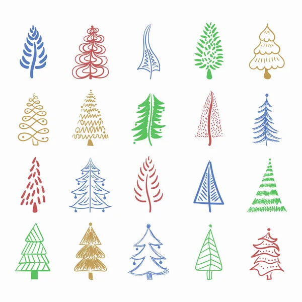Karácsonyfa ecset kézzel rajzolt firka New Ye — Stock Vector