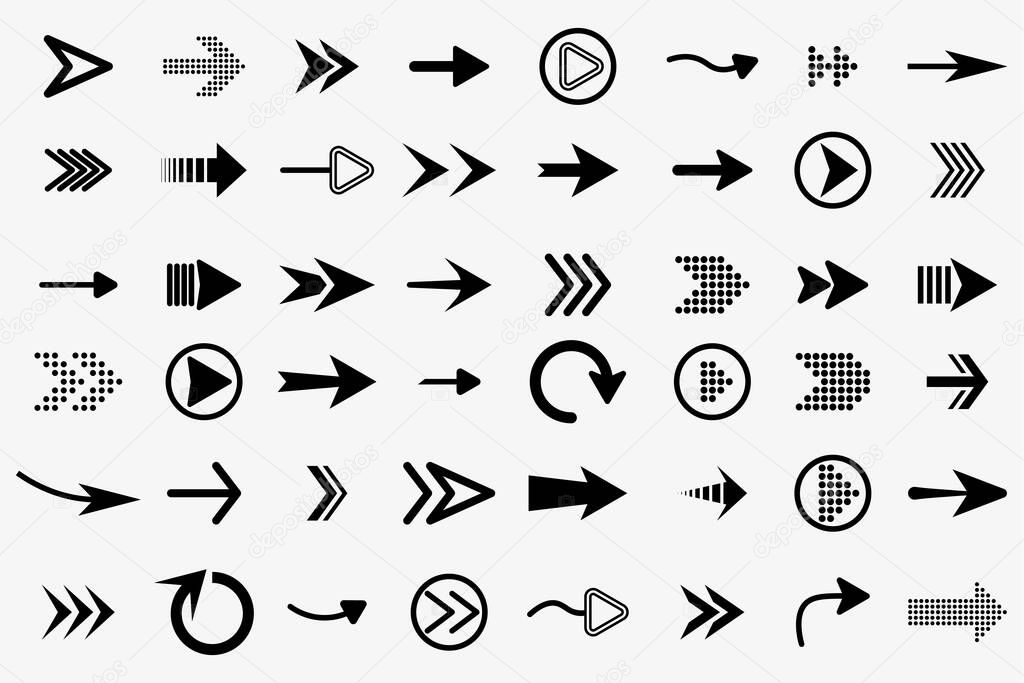 Black graphic direction sign computer screen arrow