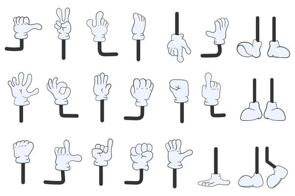 Cartoon arms gestures in hand drawn doodle style. — Stock vektor