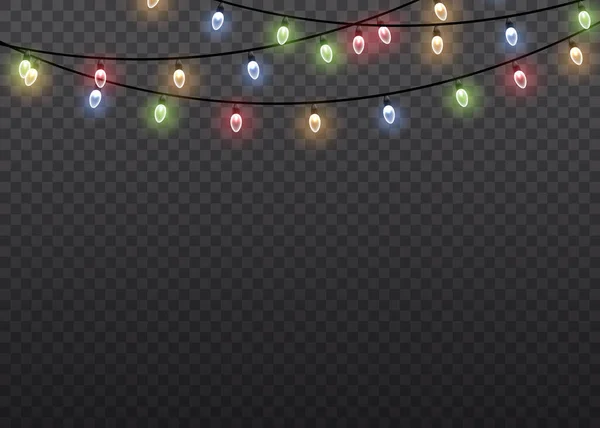 Christmas lights, glow light bulbs, xmas lamp. — Stock vektor