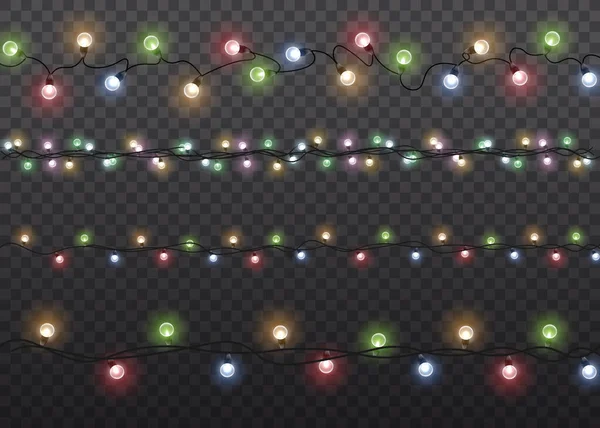 Christmas lights, glow light bulbs, xmas lamp. — Vettoriale Stock