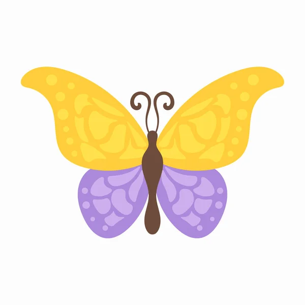 Nastavit barevný létající hmyz, letní motýl plochý — Stockový vektor