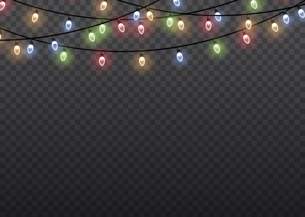 Lumières de Noël, ampoules lumineuses, lampe de Noël. — Image vectorielle