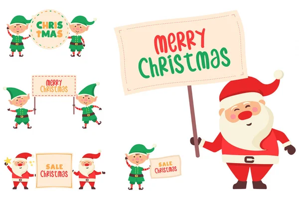 看板広告バナー、サンタのキャラクター — ストックベクタ