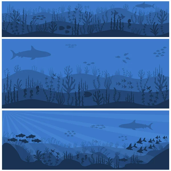 Fond sous-marin vie au fond marin ou océanique. — Image vectorielle