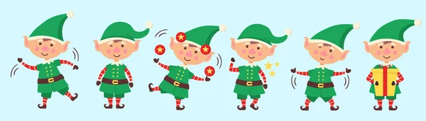 Set of elf, New Year, Merry Christmas characters. — Stock vektor