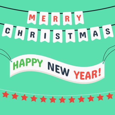 Xmas partisinin sahne donanımlarını ayarla, Mutlu Noeller. 