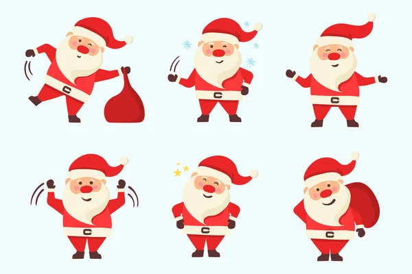 Ställ jultomten, jul och nyår karaktär. — Stock vektor