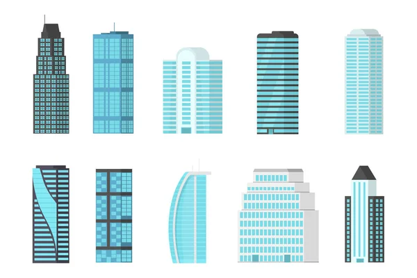 Reihe von städtischen Gebäuden Wolkenkratzer, Geschäftsbüro — Stockvektor