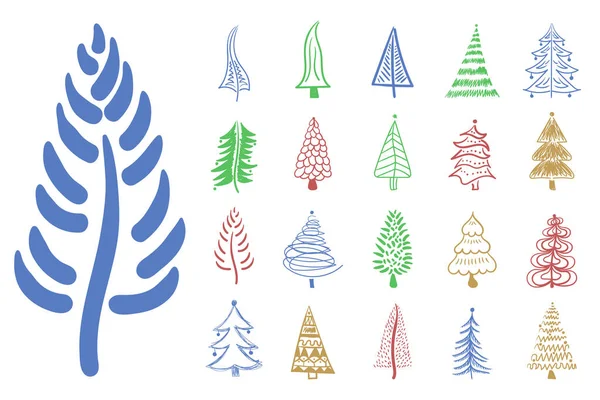 Weihnachtsbaum Pinsel Hand gezeichnet Doodle für New Yea — Stockvektor
