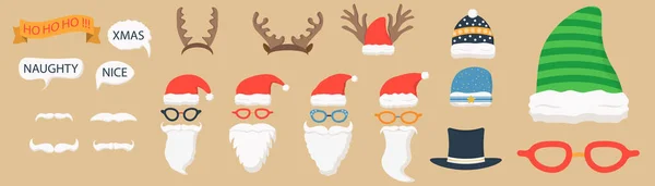 Xmas party photo booth props, Merry Christmas — 스톡 벡터