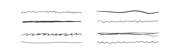 Set golvende horizontale lijnen. Marker met de hand getrokken lijn rand set en doodle ontwerp. Handgetekende grunge penseelstreken — Stockfoto