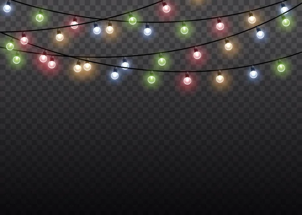 Weihnachtsbeleuchtung, Glühbirnen, Weihnachtslampe. — Stockvektor