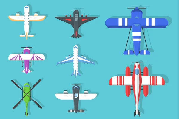 Letadla horní pohled, letadlo, letoun, plochý design — Stockový vektor