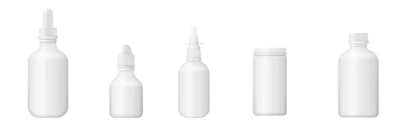 İlaç ve kapsül için gerçekçi tıbbi plastik şişe. — Stok Vektör