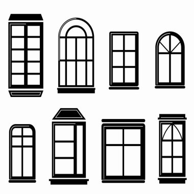 Fransızca, kemer ve yuvarlak mimari pencere çerçeveleri.