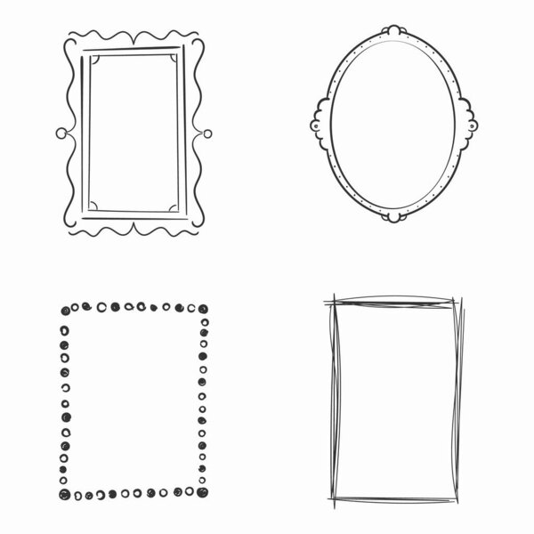 Frames borders sketched doodle in hand drawn style