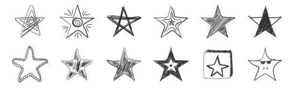 Estrella en garabato o garabato estilo plano dibujado a mano. — Vector de stock