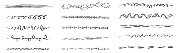 Línea ondulada garabato dibujado a mano, garabatos pinceles pluma — Archivo Imágenes Vectoriales