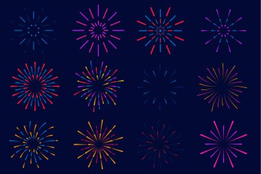 Noel için havai fişek ya da selam, doğum günü, düz stil