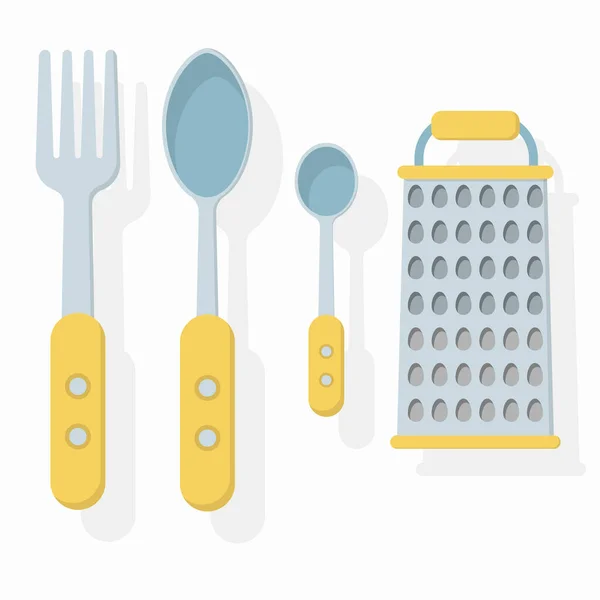 Juego de utensilios de cocina utensilios de cocina para el hogar — Vector de stock