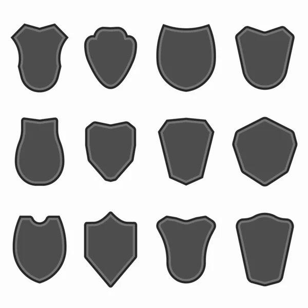 Escudo heráldico emblemas en blanco, etiqueta de seguridad plana — Vector de stock