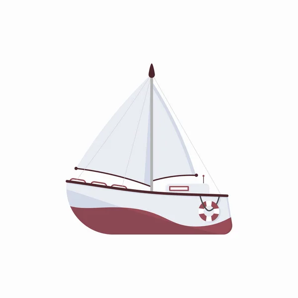 Bateau de mer, transport maritime plat, bateau, voiliers — Image vectorielle