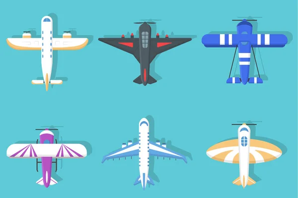 Letadla horní pohled, letadlo, letoun, plochý design — Stockový vektor