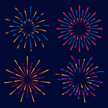 Noel için havai fişek ya da selam, doğum günü, düz stil