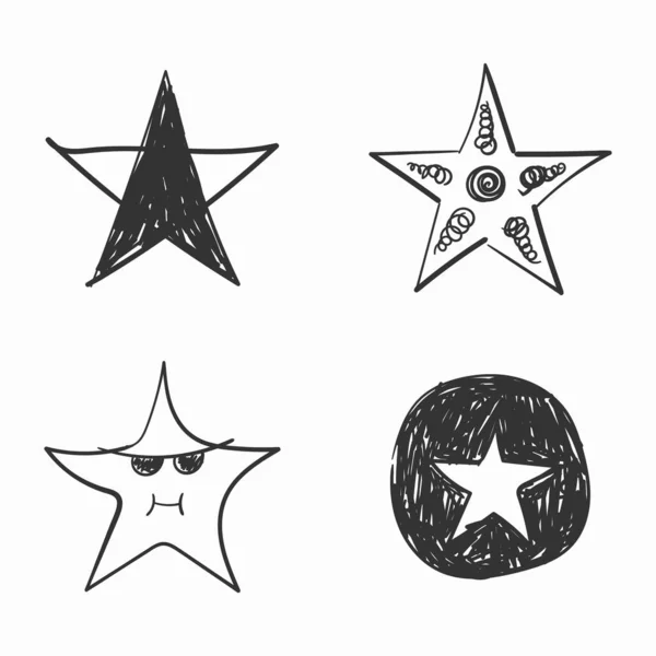 ドアやスクリブルフラットハンド描画スタイルの星. — ストックベクタ