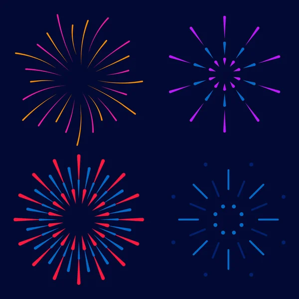 Tűzijáték vagy tisztelgés karácsonyra, születésnapra, lapos stílusban — Stock Vector
