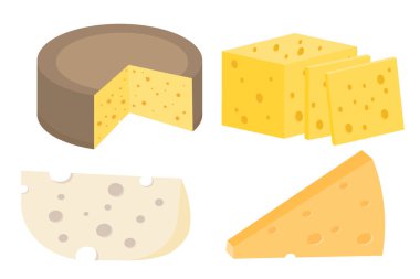 Peynir parçaları ve dilimler, düz süt yiyecekler..