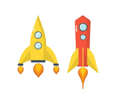 Uzay roketi fırlatıldı. Uzay gemisi seti, seyahat.