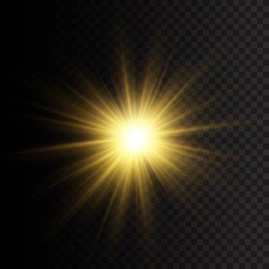 Güneş ışığı ve yıldızla parlıyor. 