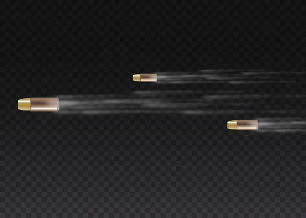 Realistic flying bullet in motion, smoke traces. — Stock Photo, Image